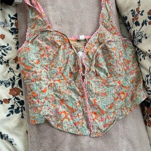 Tie Front Floral Shirt